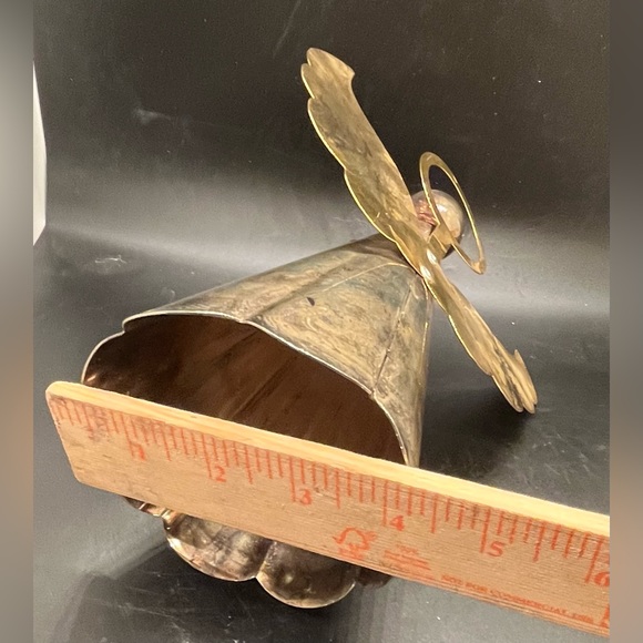 Christmas Brass Angel Holding Tapered Candlestick Holder Vintage Made Hong Kong - Picture 11 of 16